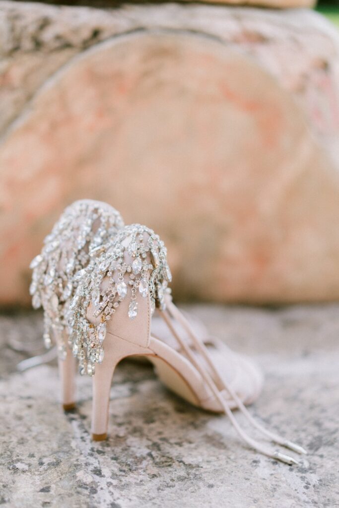 blush pink wedding shoes by atelier crespi wedding dresses in italy